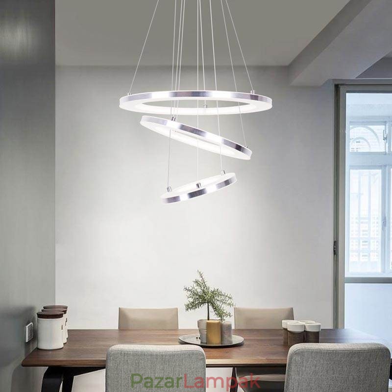 Modern függőlámpa akril 3 gyűrűs lámpa 40+30+20cm