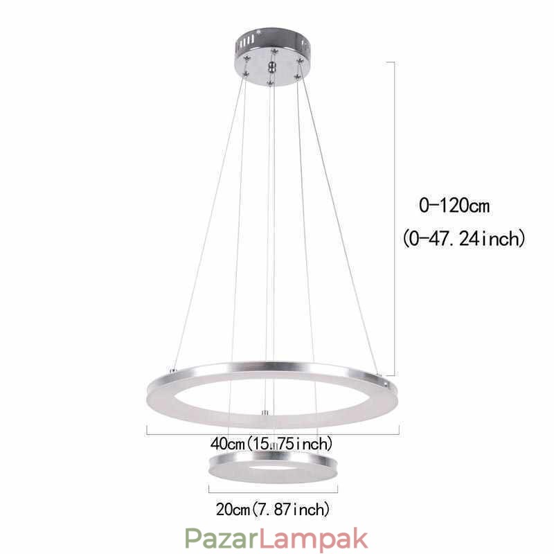 Modern függőlámpa akril 2 gyűrűs lámpa 40+20cm