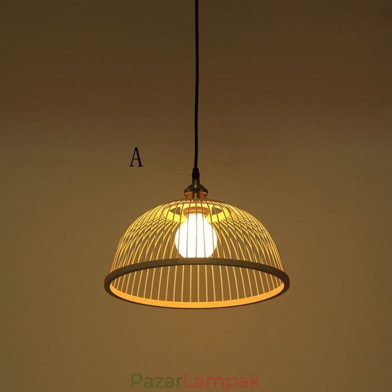 Dome bambusz függőlámpa, kézzel szőtt függőlámpa