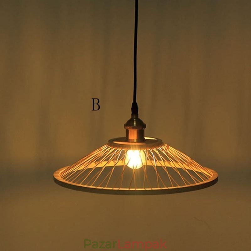 Dome bambusz függőlámpa, kézzel szőtt függőlámpa