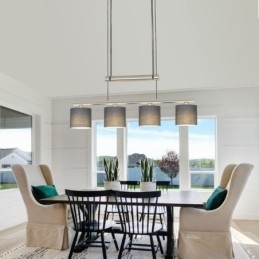 Modern 4 fényű függőlámpa állítható magasságú szövet ernyővel