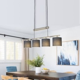 Modern 4 fényű függőlámpa állítható magasságú szövet ernyővel