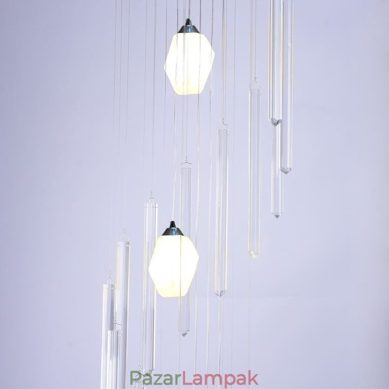 Fürdős függőlámpa Modern, nagyméretű, kristálycsillár függő, duplex lépcsőház