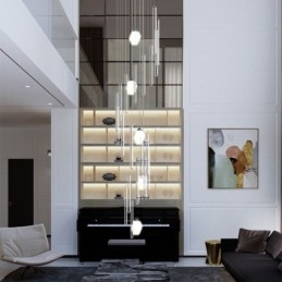 Fürdős függőlámpa Modern, nagyméretű, kristálycsillár függő, duplex lépcsőház
