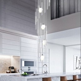 Fürdős függőlámpa Modern, nagyméretű, kristálycsillár függő, duplex lépcsőház