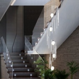 Fürdős függőlámpa Modern, nagyméretű, kristálycsillár függő, duplex lépcsőház