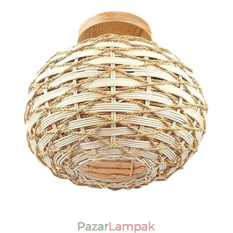 Fa színű sütőtök süllyeszthető papírkötél rattan szőtt lámpaernyő