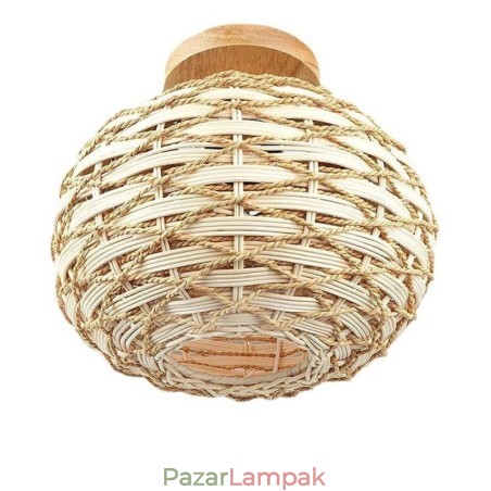 Fa színű sütőtök süllyeszthető papírkötél rattan szőtt lámpaernyő