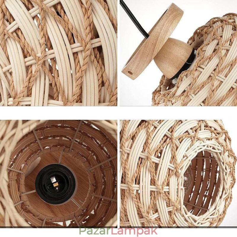 Fa színű sütőtök süllyeszthető papírkötél rattan szőtt lámpaernyő