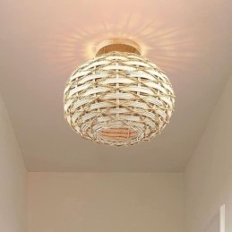 Fa színű sütőtök süllyeszthető papírkötél rattan szőtt lámpaernyő