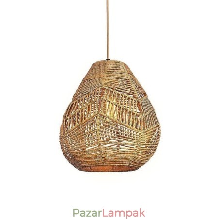 Nordic Retro mennyezeti világos natúr papír kötél kézzel szőtt lámpaernyő