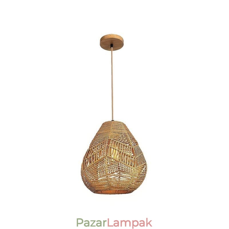 Nordic Retro mennyezeti világos natúr papír kötél kézzel szőtt lámpaernyő