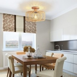 Retro kétrétegű mennyezeti lámpa, kézzel szőtt bambusz lámpaernyős mennyezeti lámpa