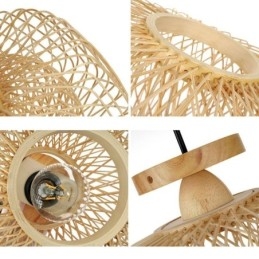 Retro kétrétegű mennyezeti lámpa, kézzel szőtt bambusz lámpaernyős mennyezeti lámpa