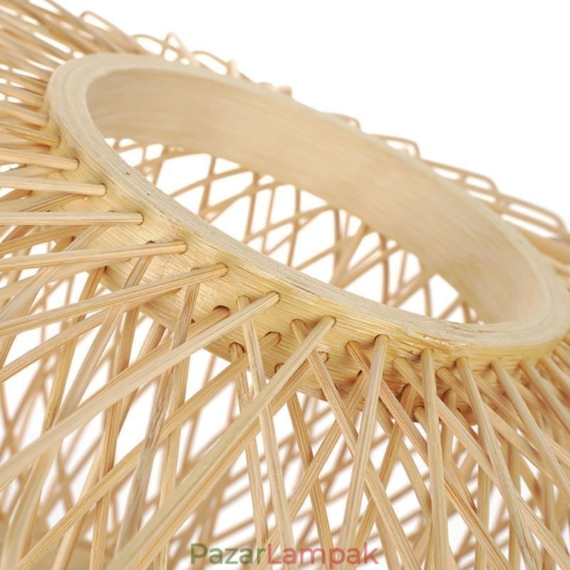 Retro kétrétegű mennyezeti lámpa, kézzel szőtt bambusz lámpaernyős mennyezeti lámpa
