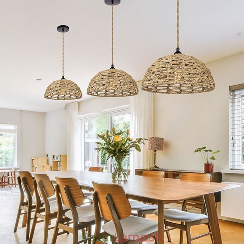 Country Retro Pendant Light kézzel szőtt papír kötél lámpaernyő 30cm