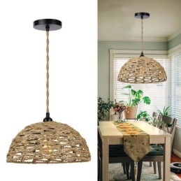 Country Retro Pendant Light kézzel szőtt papír kötél lámpaernyő 30cm