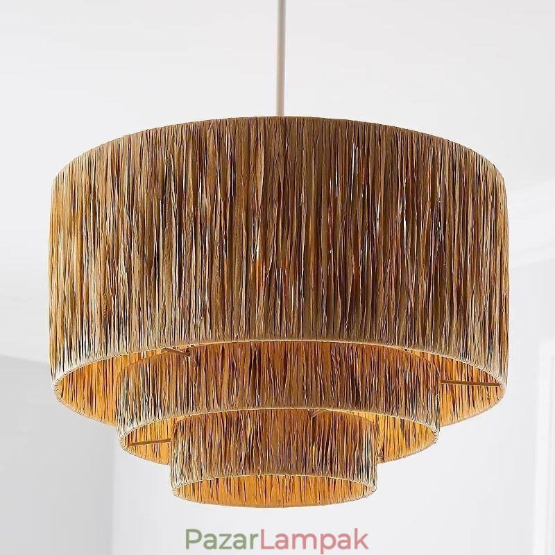 Country Retro függőlámpa többrétegű papírkötél lámpaernyős mennyezeti lámpa