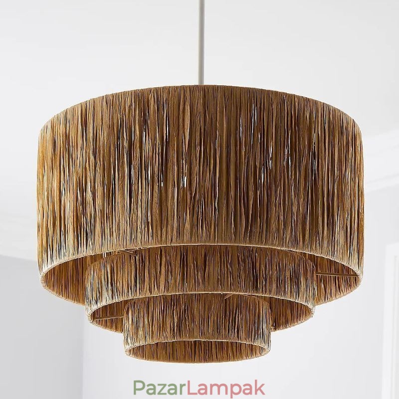 Country Retro függőlámpa többrétegű papírkötél lámpaernyős mennyezeti lámpa