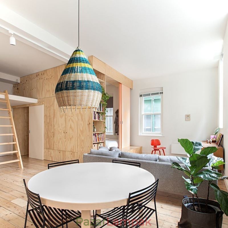 Bambusz és rattan függesztékes fényű csíkos intervallum kézi szövésű lámpaernyős mennyezeti lámpa