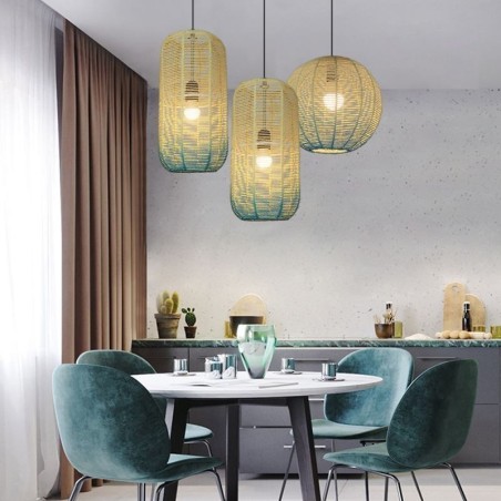 Papírkötél függőlámpa Country Retro gradiens kék mennyezeti lámpa