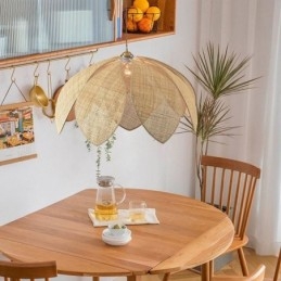 Rattan Lotus Pendant Light Cafe Retro Rattan Art mennyezeti lámpa