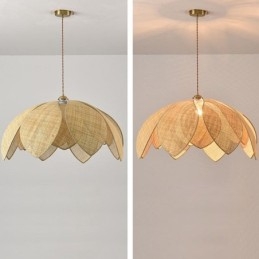 Rattan Lotus Pendant Light Cafe Retro Rattan Art mennyezeti lámpa