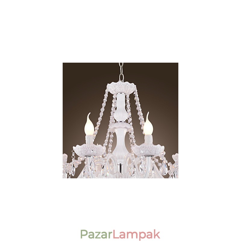 Csillár fehér kristály modern nappali 8 lámpa