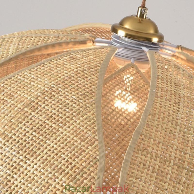 Rattan Lotus Pendant Light Cafe Retro Rattan Art mennyezeti lámpa