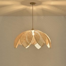 Rattan Lotus Pendant Light Cafe Retro Rattan Art mennyezeti lámpa