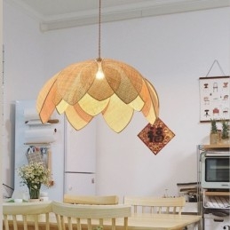 Rattan Lotus Pendant Light Cafe Retro Rattan Art mennyezeti lámpa