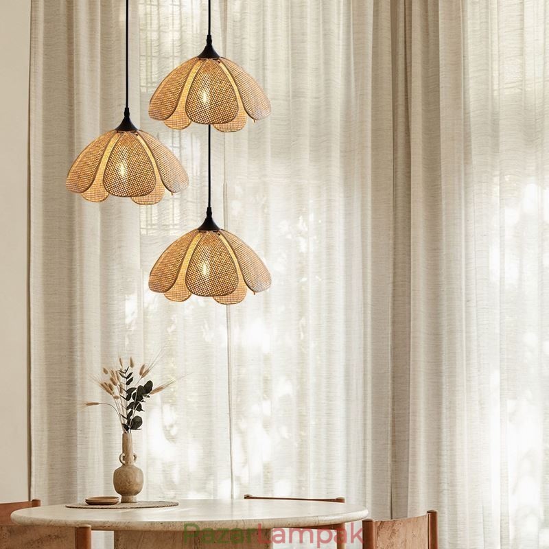 Rattan függőlámpa Retro rattan mennyezeti lámpa