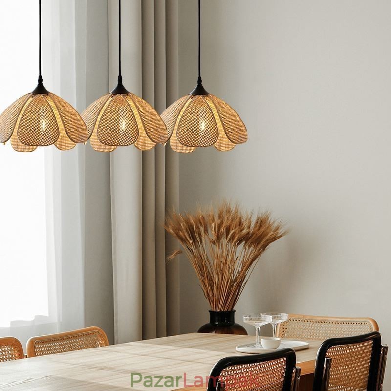 Rattan függőlámpa Retro rattan mennyezeti lámpa