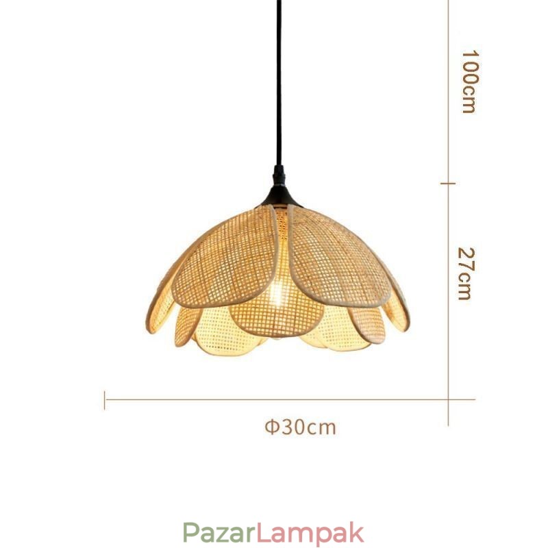 Rattan függőlámpa Retro rattan mennyezeti lámpa