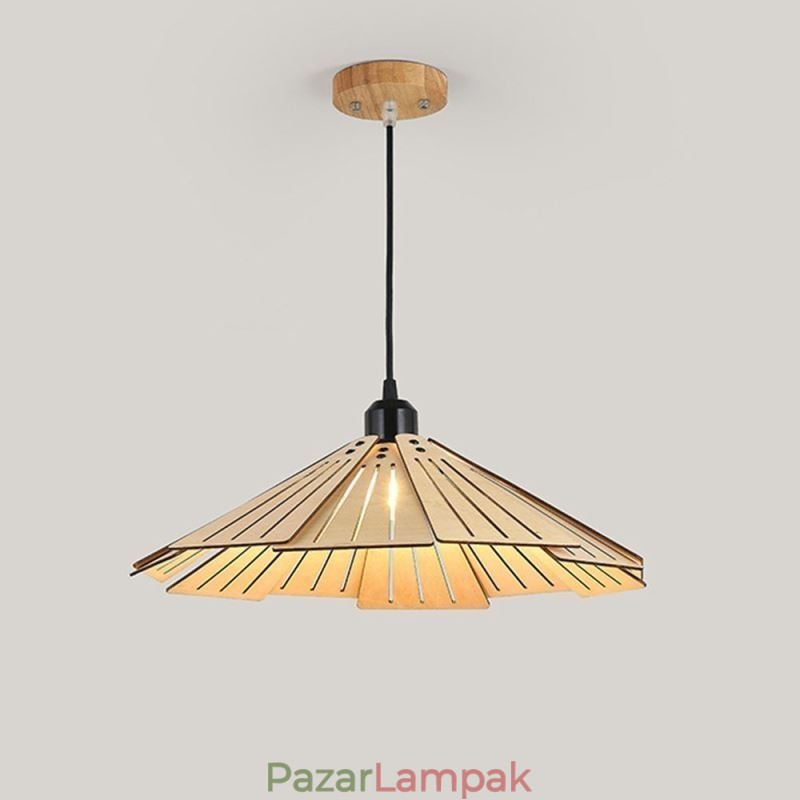 Függeszték Kreatív retro fa mennyezeti lámpa