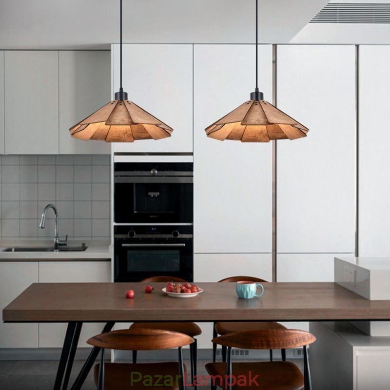 Retro függőlámpa Kreatív fa mennyezeti lámpa