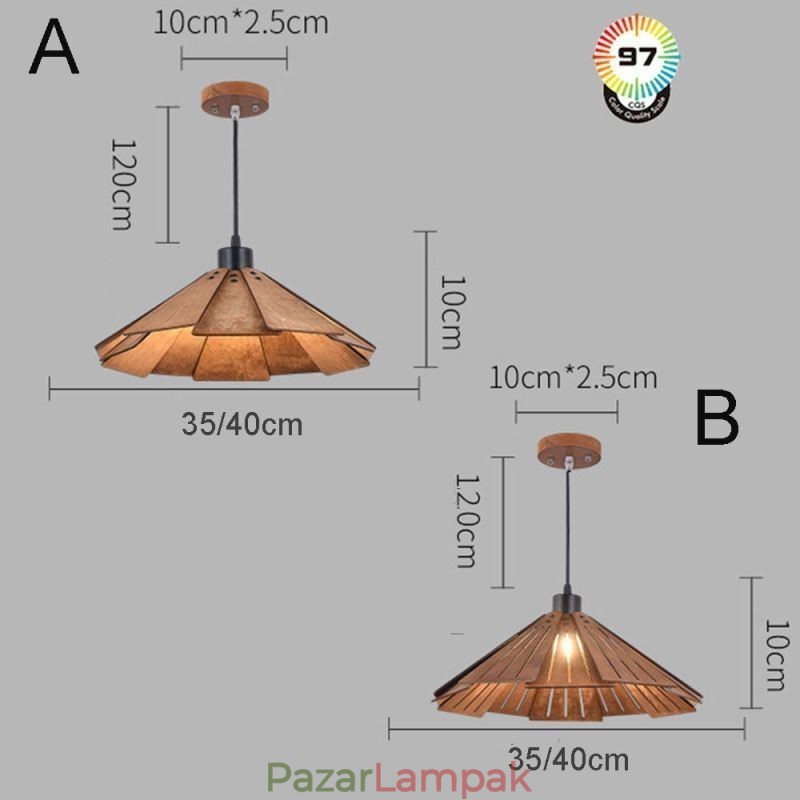 Retro függőlámpa Kreatív fa mennyezeti lámpa
