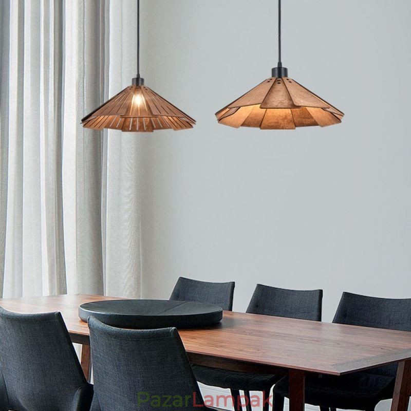 Retro függőlámpa Kreatív fa mennyezeti lámpa
