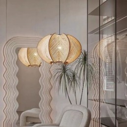 Nordic függőlámpa Retro Wabi Sabi stílusú, kézzel készített tömörfa mennyezeti lámpa