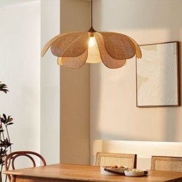 Rattan Petal Pendant Light Wabi Sabi stílusú, kézzel szőtt rattan mennyezeti lámpa