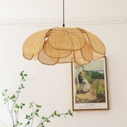 Rattan Petal Pendant Light Wabi Sabi stílusú, kézzel szőtt rattan mennyezeti lámpa