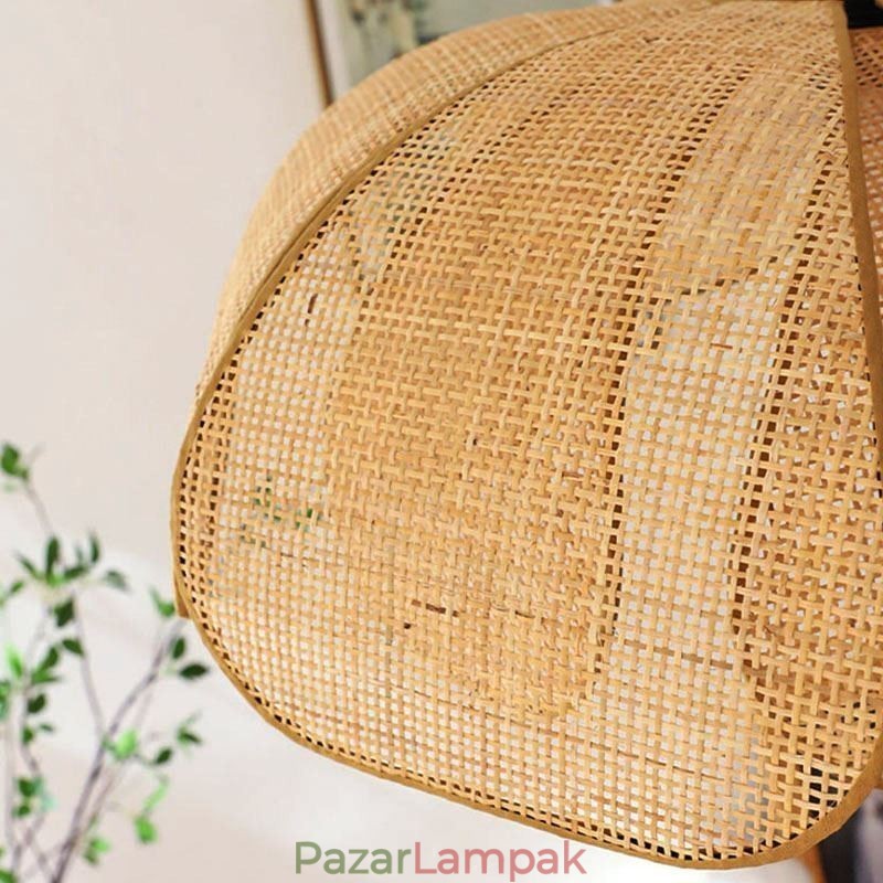 Rattan Petal Pendant Light Wabi Sabi stílusú, kézzel szőtt rattan mennyezeti lámpa