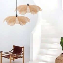 Rattan Petal Pendant Light Wabi Sabi stílusú, kézzel szőtt rattan mennyezeti lámpa