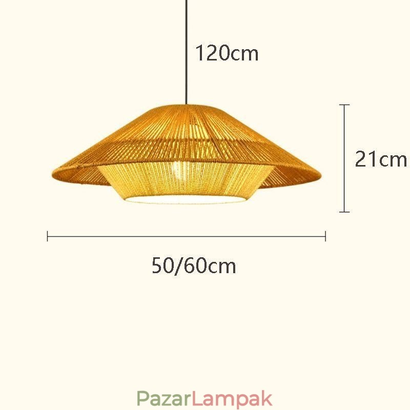 Kender kötélfüggő lámpa, kézzel szőtt mennyezeti lámpa