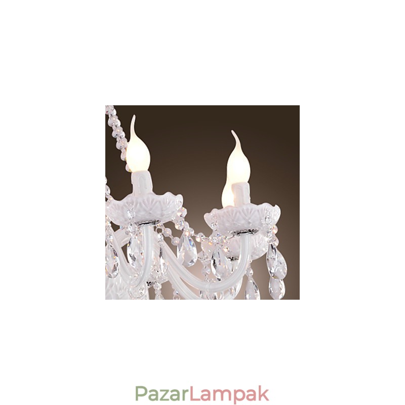 Csillár fehér kristály modern nappali 8 lámpa