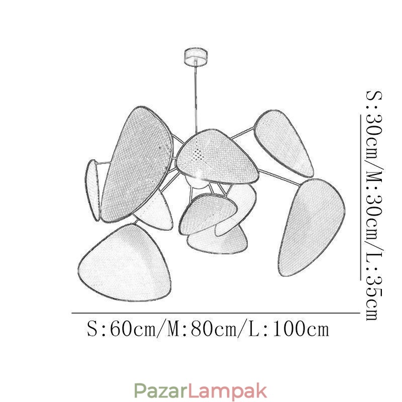 Függeszték, természetes, egyszerű kézzel szövött mennyezeti lámpa