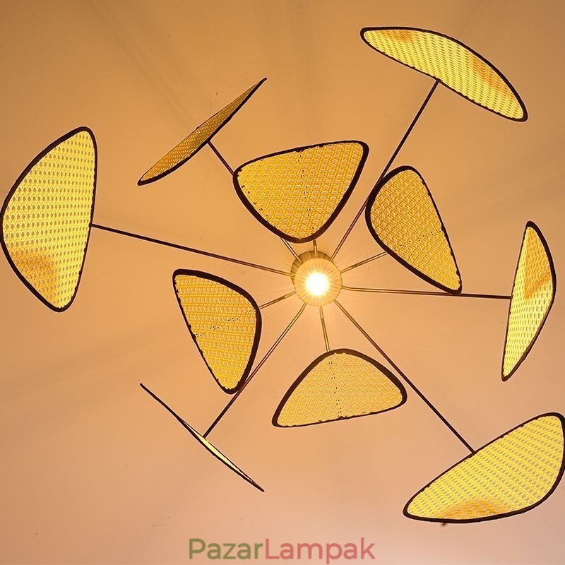 Függeszték, természetes, egyszerű kézzel szövött mennyezeti lámpa