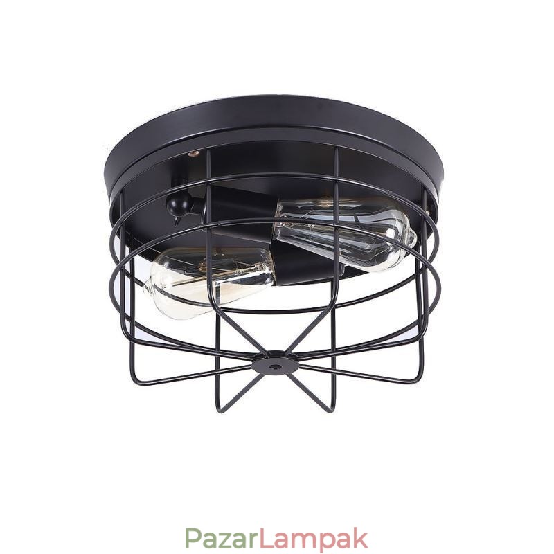 Ipari fém ketreces mennyezeti lámpa, rusztikus süllyesztett lámpatest