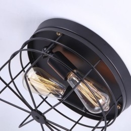 Ipari fém ketreces mennyezeti lámpa, rusztikus süllyesztett lámpatest