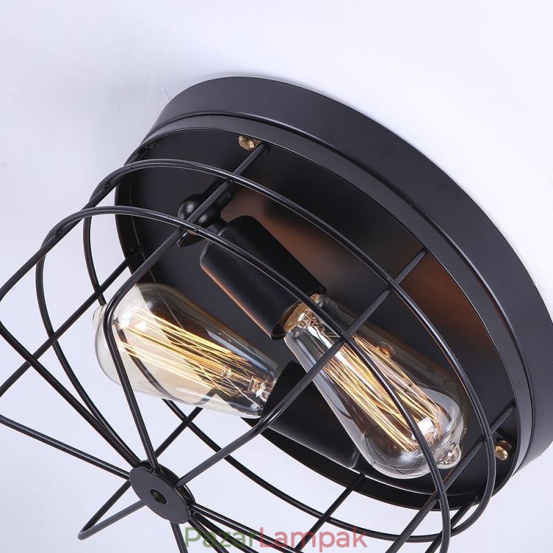 Ipari fém ketreces mennyezeti lámpa, rusztikus süllyesztett lámpatest